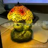 Luminária de Mesa Vitral Modelo Novo Sapo e Flor Transfronteiriça, Luminária de Mesa Mágica em Formato de Sapo e Flor