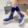 Botas Totalmente Transparentes Novas de 2025 com Solado Grosso de Cristal Cadarço Botas Curtas Moda Exportação Tamanho Grande Sapatos Tendência Transfronteiriços