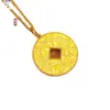 Colgante de la Fortuna de Cristal de Hielo Chapado en Oro de Latón, Brillante Suerte, Riqueza, Seguridad, Moneda de Cobre Atrae-Riqueza Colgante de Cadena para Clavícula para Mujeres
