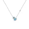 Colar com Pingente de Cabacinha Azul Explosivo para Mulheres, Design de Nicho de Luxo Acessível, Colar de Corrente para Clavícula com Zircônia Azul de Alta Qualidade