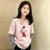 Camiseta de Manga Larga con Retazos para Niñas, Nuevo Estilo Primavera y Otoño 2026, Top Casual de Algodón Puro para Niños, Ropa de Otoño para Niños Mayores