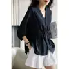 Marca Ropa Femenina de Alta Gama 2026 Nueva Moda de Verano Elegante Sencilla Estilo Oficina Manga Tres Cuartos Ceñidor de Cintura Camisa Protectora Solar