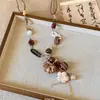 Colar com Franja de Contas de Madeira Flor Gota de Óleo Vintage Estilo Étnico Simples Versátil Corrente de Suéter Design Moderno Colar para Mulheres