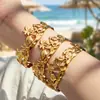 Pulseira Retrô em Relevo de Animal Marinho Oumaka para Mulheres, Pulseira Aberta Larga de Aço Inoxidável de Luxo Discreto