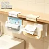 Estante de almacenamiento colgante para pañuelos de papel y toallas faciales, adhesivo para baño, caja de pañuelos de algodón invertida para inodoro, caja de almacenamiento sin perforaciones
