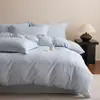 Juego Sencillo de Jacquard 100% Algodón de Cuatro Piezas Funda Nórdica Sábana Tacto de Alta Gama Bordado Sueño al Desnudo Algodón Puro Amigable con la Piel Funda Nórdica Ropa de Cama