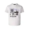 Camiseta Masculina Casual de Manga Curta com Estampa de Cruz Desgastada, Marca Tendência Europeia e Americana de Verão, Gola Redonda