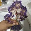 Árbol de cristal transfronterizo, árbol de la fortuna, cuenco del tesoro de cristal morado y amarillo, árbol de la fortuna para escritorio de trabajo en casa, planta de interior de cristal en maceta