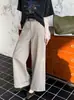 Jeans Laranja Zhi Spring Novo de Cintura Alta com Botão no Bolso Traseiro, Jeans de Perna Larga Emagrecedor Estilo Preguiçoso com Cinto 6062