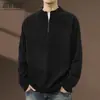 Sudadera simple y versátil con cuello alto y media cremallera para hombre, nueva colección de otoño, textura sólida pesada, top interior casual holgado