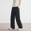 Pantalones de chándal grises de pierna ancha para hombre para otoño e invierno, pantalones casuales rectos holgados, pantalones deportivos de estilo japonés con cordón, fluidos, de longitud hasta el suelo, modernos