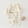 Roupa de Algodão Puro Ajustada com Borboletas para Bebês na Primavera e Outono, Pijama Floral de Primavera para Bebês e Crianças Pequenas