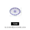 Plato para Arroz Plato Rectangular Salchicha Olla Caliente Vajilla de Porcelana Plato para Arroz de Porcelana Azul y Blanca Plato de Plástico Melamina