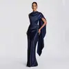Vestido de Gala de Cetim de Alta Qualidade com Uma Alça, Cintura com Fita e Design Cauda de Peixe, Elegância Francesa, Cor Sólida, Vestido Premium Sem Costas com Ajuste na Cintura