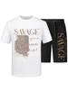 Traje informal de seda de hielo para hombre, camiseta de manga corta con estampado de cabeza de tigre, pantalones cortos de seda, finos y holgados, para verano