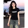 Camiseta Corta Casual de Verano Estilo Coreano de Gama Alta para Viajes al Trabajo Nicho Cuello Redondo para Mujer Ajustada Estilo Chica Caliente Pura Deseo Top Chic