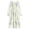 Bata de Noche para Mujer, Primavera, Otoño e Invierno, Ropa de Dormir 100% Algodón, Manga Larga, Tallas Grandes, Bata de Noche de una Pieza, Ropa para Casa, Adecuada para Usar como Prenda Exterior