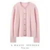 Nuevo Estilo Otoño e Invierno Cardigan de Cachemira con Botones de Corazón y Cuello Redondo para Mujer, Suéter Tejido, Abrigo Cálido de Manga Larga, Suéter de Cachemira