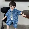 Conjunto de Verano Nacional para Niños de Manga Corta 2026 Nuevo Conjunto de Dos Piezas Delgado de Mezclilla para Niños Ropa Infantil de Comercio Exterior para Bebés