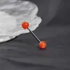 Unha de língua acrílica bola dupla cor 6mm nova decoração de língua aço inoxidável unha de leite fonte em estoque atacado joia para piercing