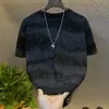 Exportación Transfronteriza Nuevo Estilo de Verano Sudadera Rota de Gypsophila Top Degradado para Hombre Suéter Holgado Camiseta de Manga Corta