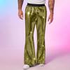 Otoño 2025 Nuevo Estilo Europeo y Americano Transfronterizo Pantalones de Presentación para Hombre Brillo Estilo Discoteca Pantalones de Campana