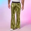 Transfronterizo 2025 Comercio Exterior Verano Nuevo Estilo Europeo y Americano Pantalones de Lentejuelas Plateados Acampanados Performance de Escenario Pantalones Casuales