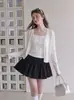 Cárdigan de punto de encaje blanco con protección solar para mujer, estilo coreano de verano, suave y versátil, para llevar sobre un vestido tipo camisola, camisa fina de aire acondicionado