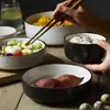 Bol de Cerámica Creativo Defectuoso Bol de Sopa para el Hogar Bol de Sopa Nórdico de 8\7\4.5 Pulgadas Bol para Fideos Bol de Borde Alto Bol para Arroz