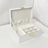 Caixa de Armazenamento de Joias de Couro de Camada Dupla, Caixa de Joias de Grande Capacidade com Fechadura, Personalização de Logo em Pequenos Lotes