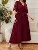 Comercio exterior transfronterizo europeo y americano talla grande verano 2026 nuevo elegante vestido de retazos plisado con cuello en V entallado