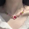 Salsa de Ciruela UmeCollar Irregular con Perlas Rojo Rosa 2026 Nuevo Primavera/Verano Floral Fresco Cadena para Clavícula