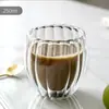 Copo de Água Listrado fornecimento transfronteiriço Gaopeng Silicone padrão vertical camada dupla Copo isolado para café suco Copo de água para casa escritório