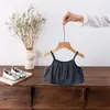 Roupas de Bebê Verão Menina Conjunto de Jardineira Bebê Fino Estilo Coreano Peças Separadas Roupa de Verão para Bebês e Crianças Pequenas Conjunto Elegante de Três Peças