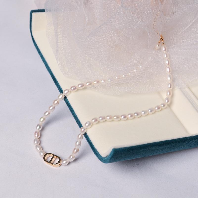 通勤简约天然淡水珍珠项链ins高级感小众14k注金