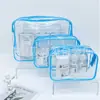 Bolsa de aseo para hombre y mujer, bolsa transparente impermeable portátil, bolsa impermeable de lote pequeño de PVC, bolsa de tamaño pequeño para cosméticos, bolsa de almacenamiento