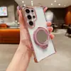 Funda de teléfono con soporte anticaídas de cuatro esquinas electrochapado para Samsung S24ULTRA tendencia S23 funda suave A55 agujero fino A54