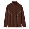 Outono e inverno cor sólida veludo dupla face lixado gola alta manga longa masculino quente interno casaco de outono base espessa camisa masculina