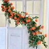 Enredadera de rosas artificiales, enredadera de flores falsas para decoración de paredes, cubierta para tuberías de aire acondicionado y agua, flor decorativa, disponible para venta al por mayor