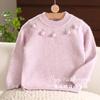 Número de ovelhas e ovelhas uma geração de suéter de cashmere meninas outono e inverno feito à mão tridimensional crochê rabanete bonito suéter roxo