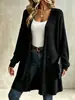 Sitio web independiente Europeo y Americano 2026 cárdigan de punto color liso transfronterizo acanalado chaqueta casual de otoño e invierno Amazon negro