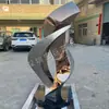 Anillo Escultura de Fuente de Agua Grande de Acero Inoxidable Hecho a Medida Hueco Superficie de Espejo Luminoso Arte Abstracto Adorno de Paisaje Exterior