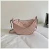 Yuezizhi 2026 Verão Nova Pequena Bolsa de Mão Estilo Chanel com Bordado de Diamante, Design de Bolsa Sela de Ombro Único, Bolsa Transversal com Corrente