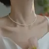 Colar de Pérolas Junxie Shijia para Bebê 2mm Alto Padrão Redondo Pequeno Arroz Levemente Luxuoso Colar 14K Joia Versátil para Mulheres