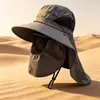 Chapéu de pescador de aba larga para proteção solar ao ar livre para homens, chapéu de sol com proteção para o pescoço de verão, chapéu respirável de secagem rápida para pesca e caminhada
