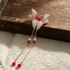 Horquilla de Estilo Chino Vintage de Color Esmaltado con Mariposa y Patito y Borlas Largas, Accesorio Tradicional para el Cabello para Qipao y Hanfu