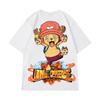Camiseta de manga corta oversize de dibujos animados japoneses Qiao Ba moda americana de Hong Kong talla grande para hombres gordos holgada de media manga verano