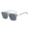 Gafas de Sol Retro de Doble Puente Transfronterizas para Hombre, Moda Europea y Americana, Montura Cuadrada Versátil de Metal, Gafas de Sol Modernas para Mujer Uv400