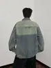 Chaqueta de mezclilla azul tachonada estilo retro americano para hombre, chaqueta casual de otoño lavada y desgastada con solapa gruesa, abrigo de mezclilla