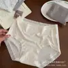 Pantaletas acanaladas suaves y texturizadas de estilo japonés para mujer, de cintura media con ribete de encaje, hipoalergénicas y cómodas, calzones de algodón 10A con entrepierna extendida